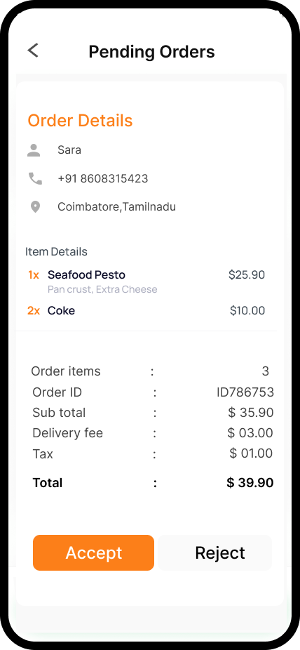 Order Receiving App